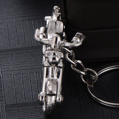 Metal Motorcycle Engine Keychain Silver Tone for Men 4