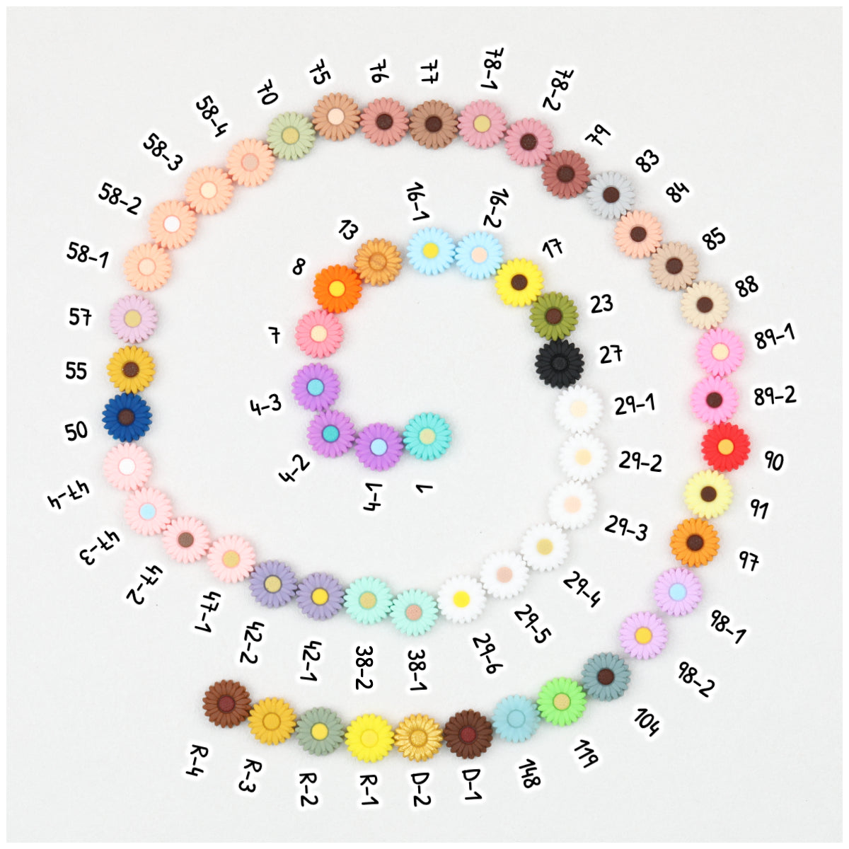 20pcs 20mm Daisy Sunflower Silicone Focal Beads 3