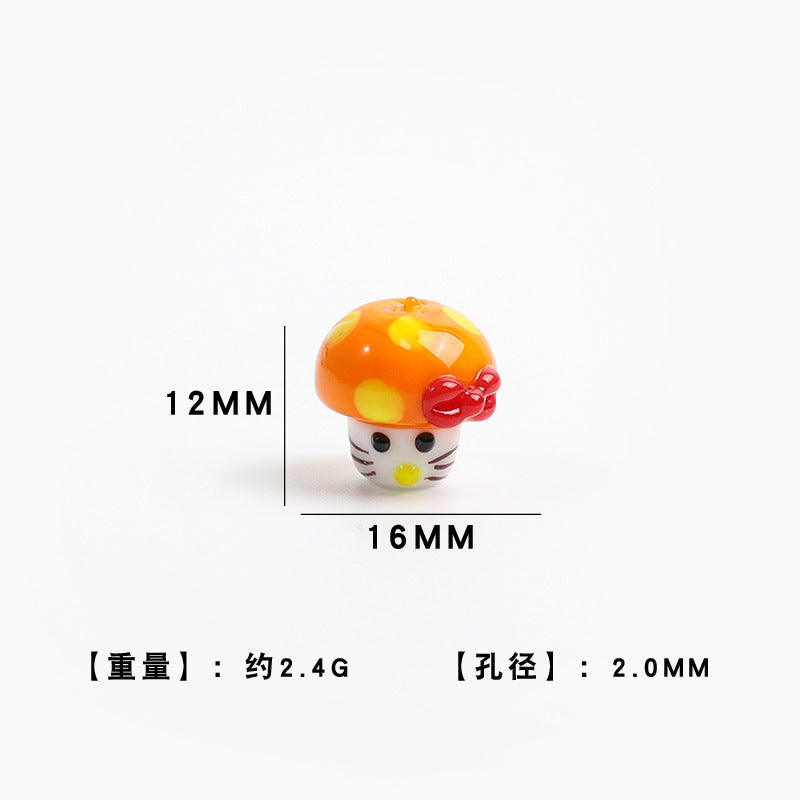 Cartoon Mushroom Shaped Glass Beads 12x16mm 5pcs 8