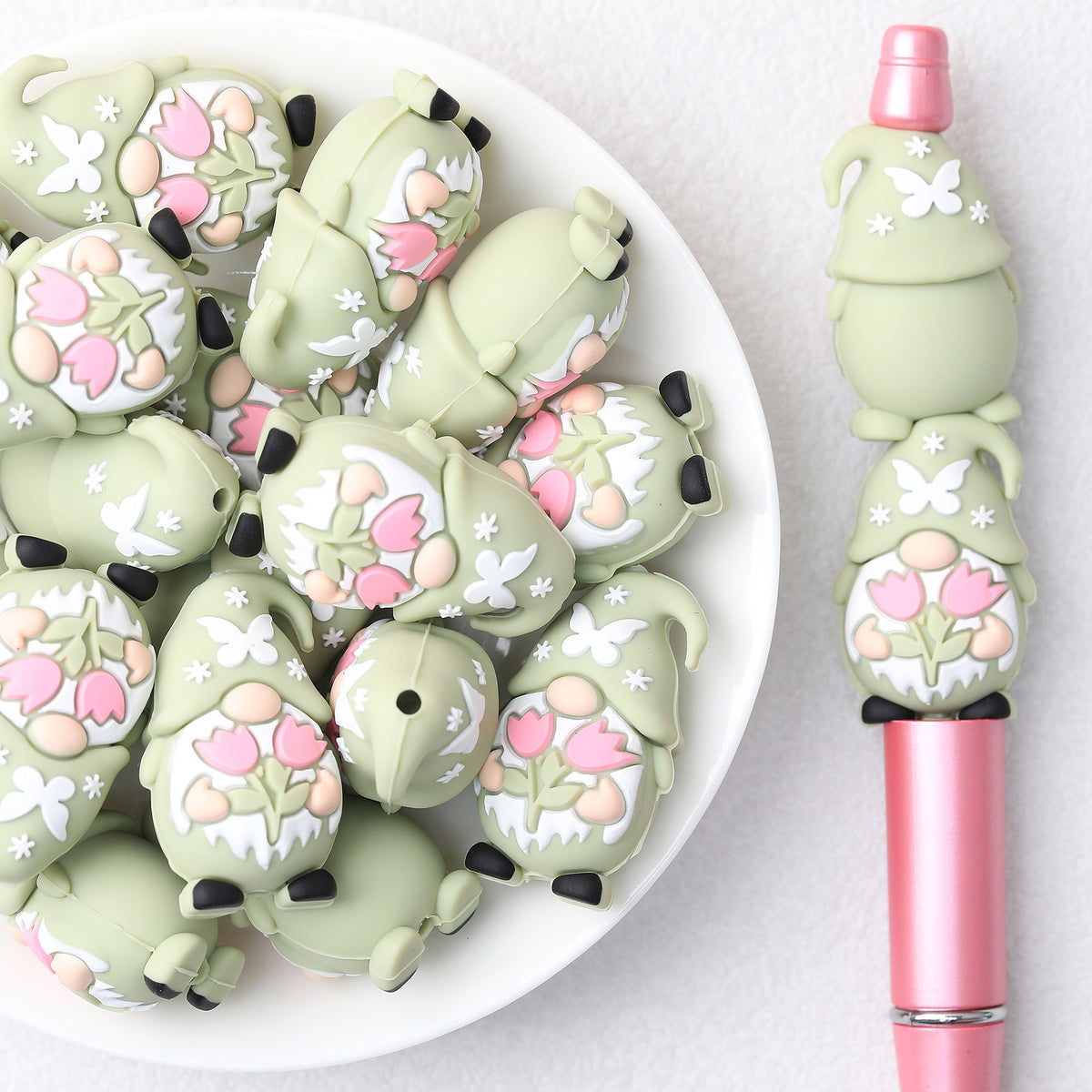  3D Tulip Dwarf  Silicone Focal Beads 20Pcs