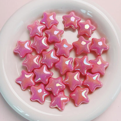 Opaque Star Acrylic Beads 22mm Glossy Colorful 10pcs 9