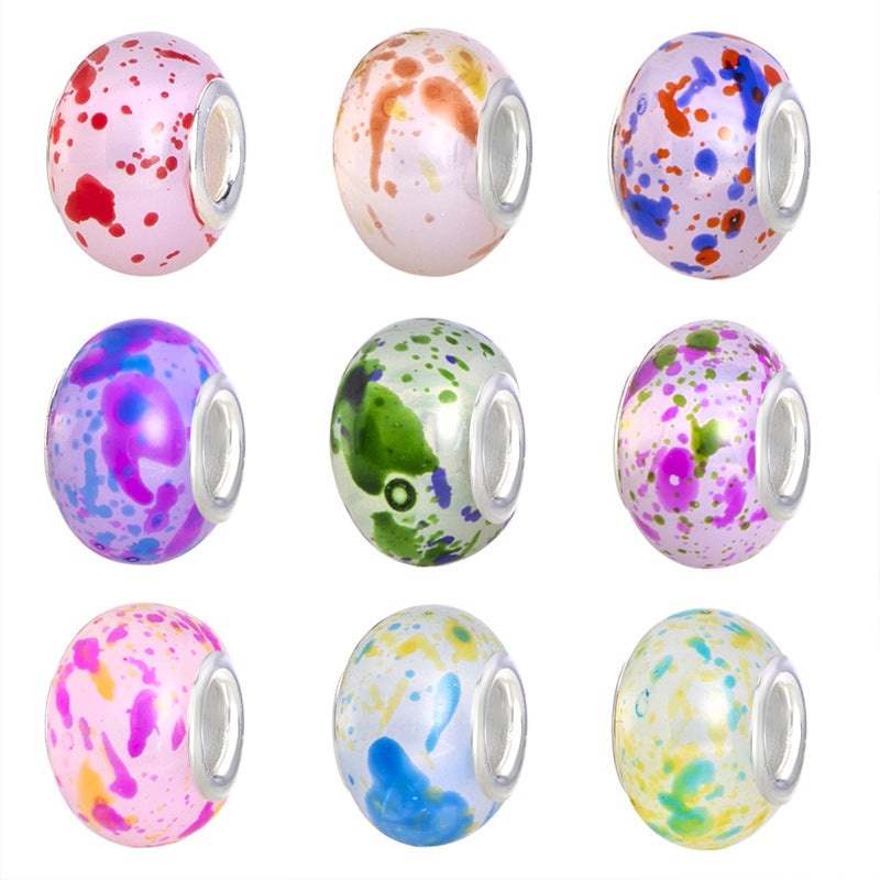 Resin Splash Ink Spacer Beads 14mm Large Hole 50pcs