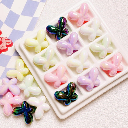 UV Finish Butterfly Acrylic Beads 24x18mm Glossy Mixed 10pcs 12