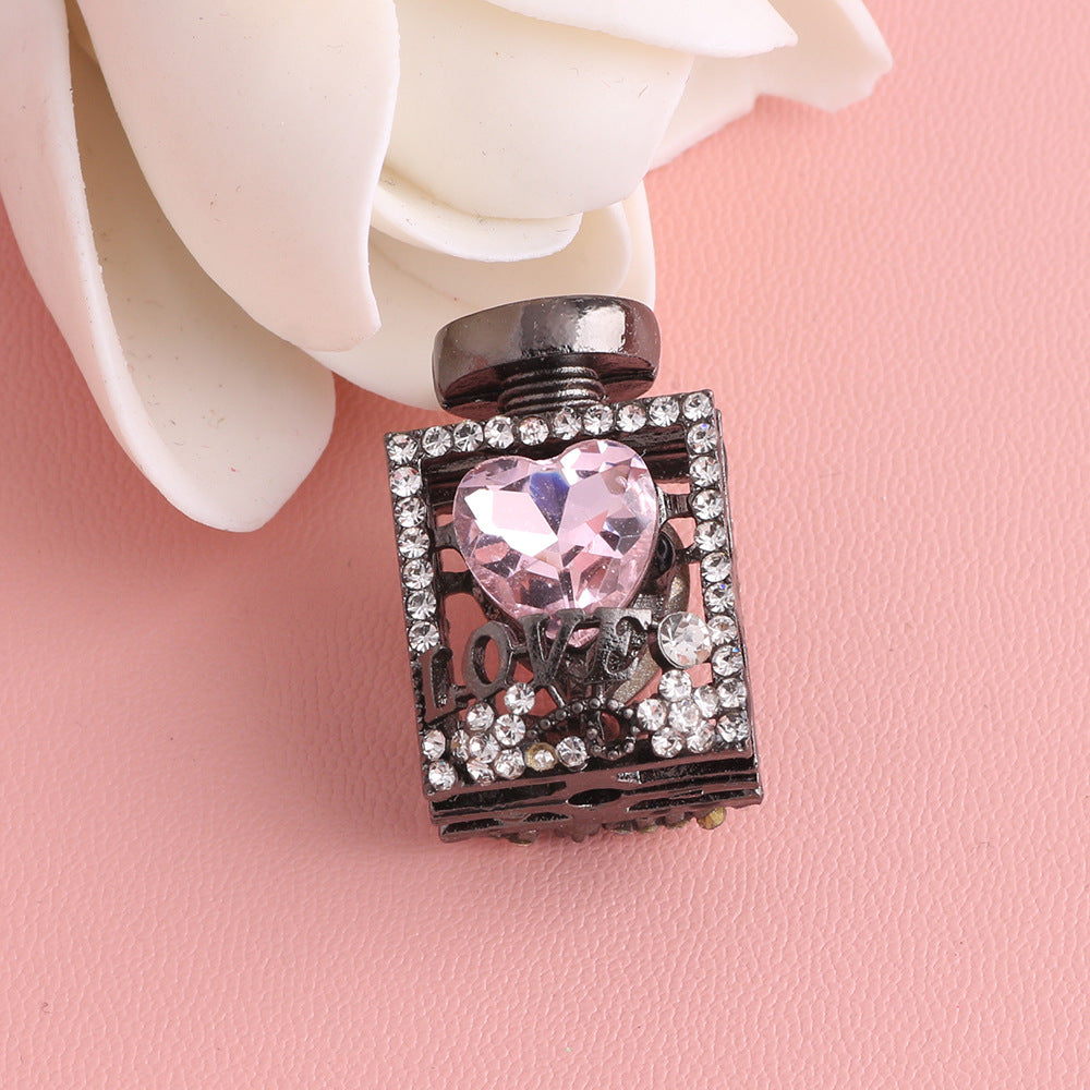 Fancy Alloy Perfume Bottle Charm Beads with Heart and Rhinestones 2pcs 27
