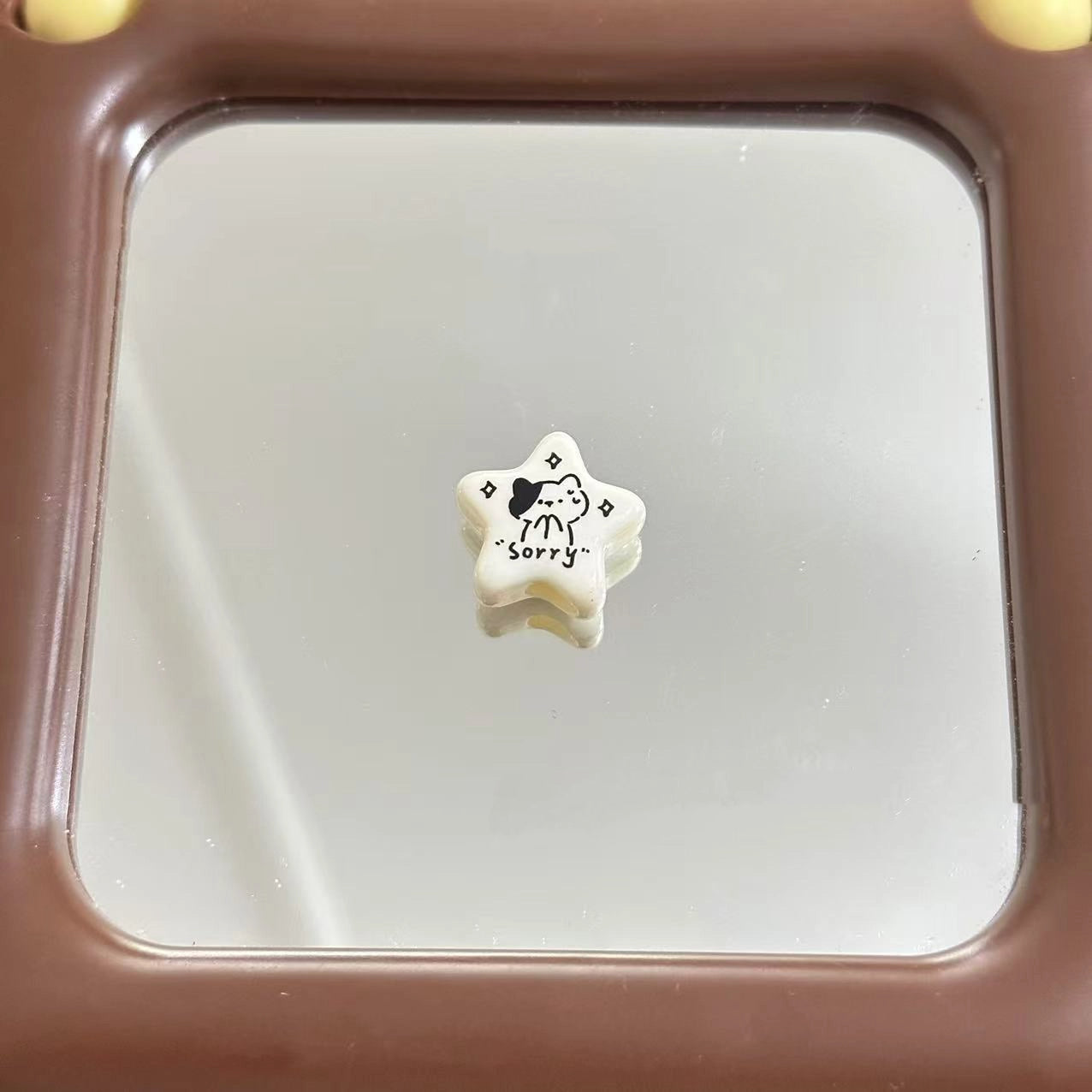 White Doodle Kitten Star Acrylic Beads 19mm Glossy 10pcs 3