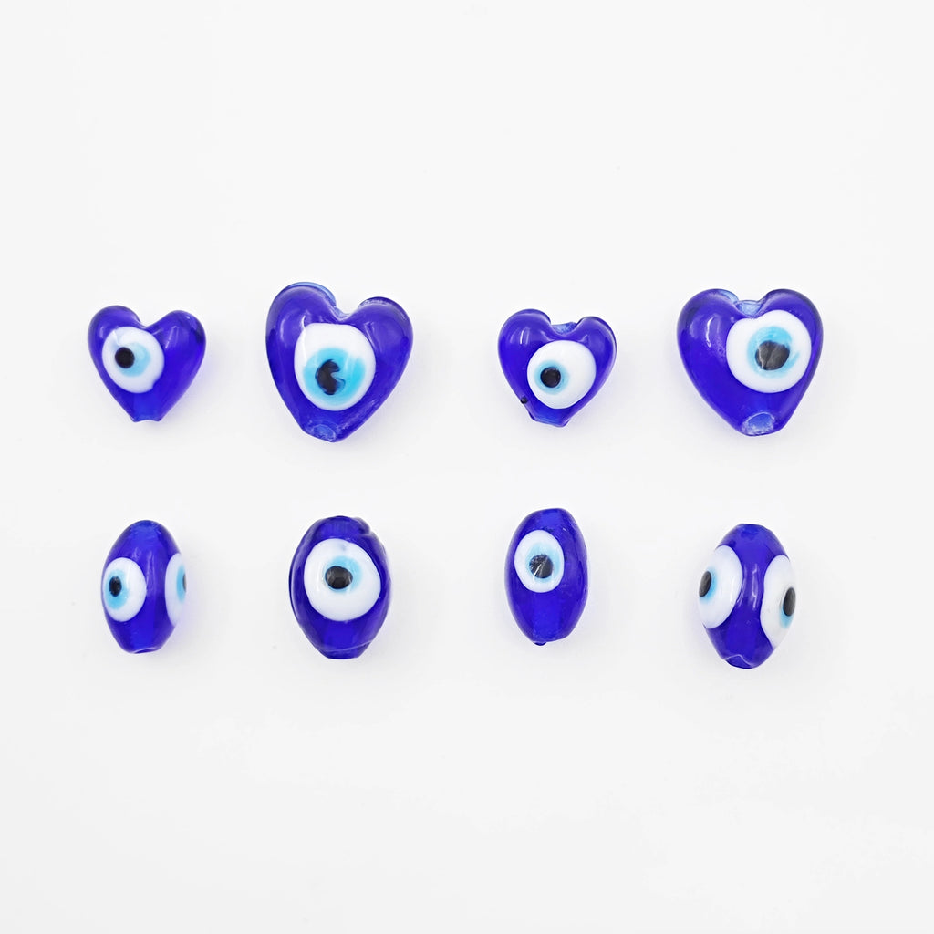 Lampwork Glass Beads Multi Shaped Evil Eye Handmade Blue Black 10pcs 2