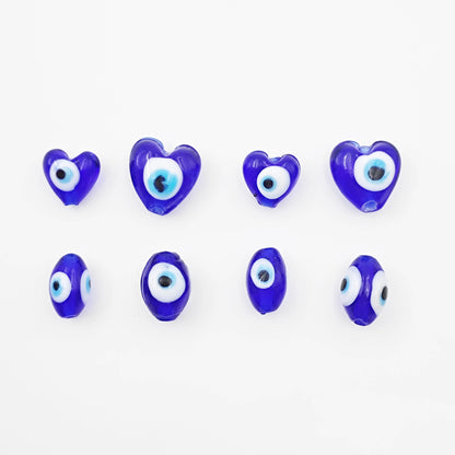 Lampwork Glass Beads Multi Shaped Evil Eye Handmade Blue Black 10pcs 2