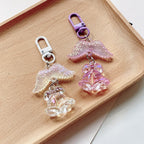 Acrylic Orchid Keychain Transparent Floral Rainbow Hues Charm 4