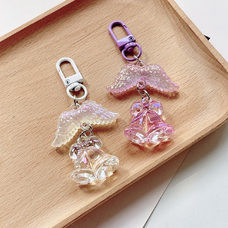 Acrylic Orchid Keychain Transparent Floral Rainbow Hues Charm 4
