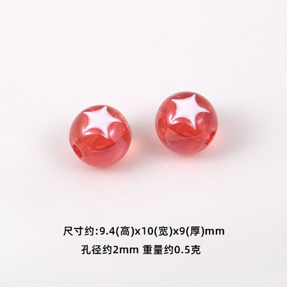 Star Pattern 10mm Acrylic Round Beads Shiny Surface 20pcs 9