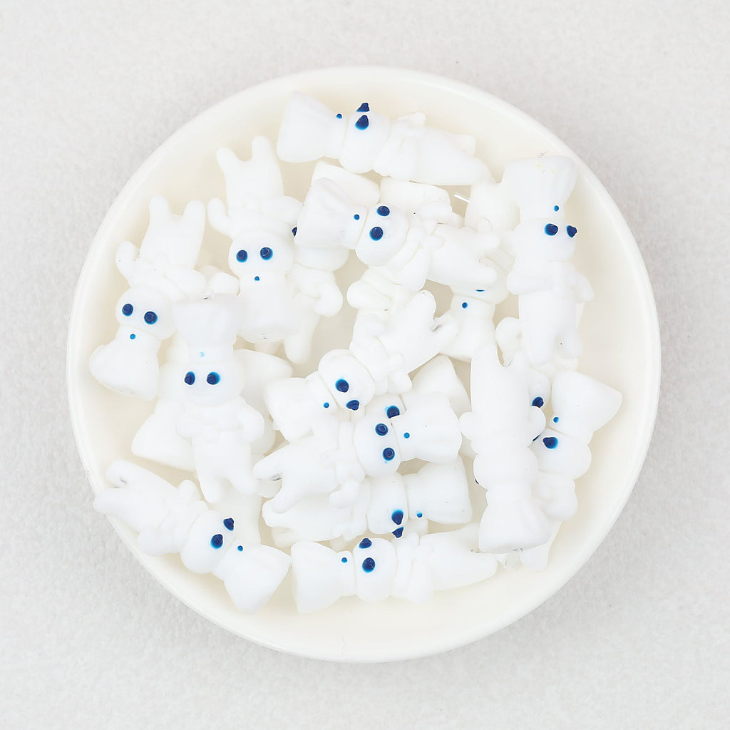 Chef Character 3D White Silicone Focal Beads 20pcs