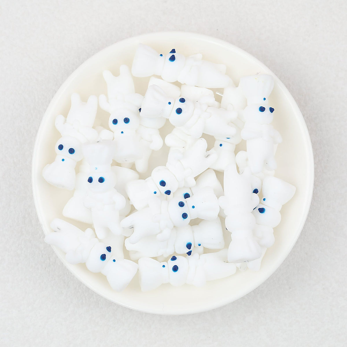 Chef Character 3D White Silicone Focal Beads 20pcs