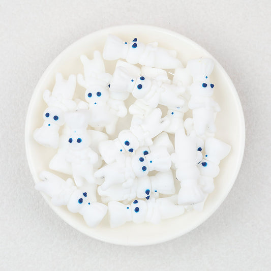Chef Character 3D White Silicone Focal Beads 20pcs