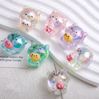 Plating Heart Acrylic Beads 27mm Transparent Cat Design 10pcs