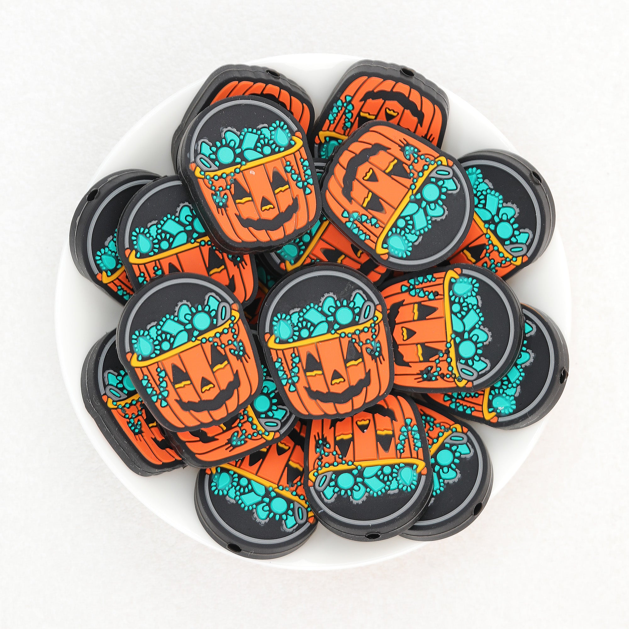 Halloween Pumpkin Bucket Silicone Focal Beads 20pcs 2
