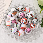 Cartoon Character Acrylic Round Beads 16mm UV Coated 10pcs 4