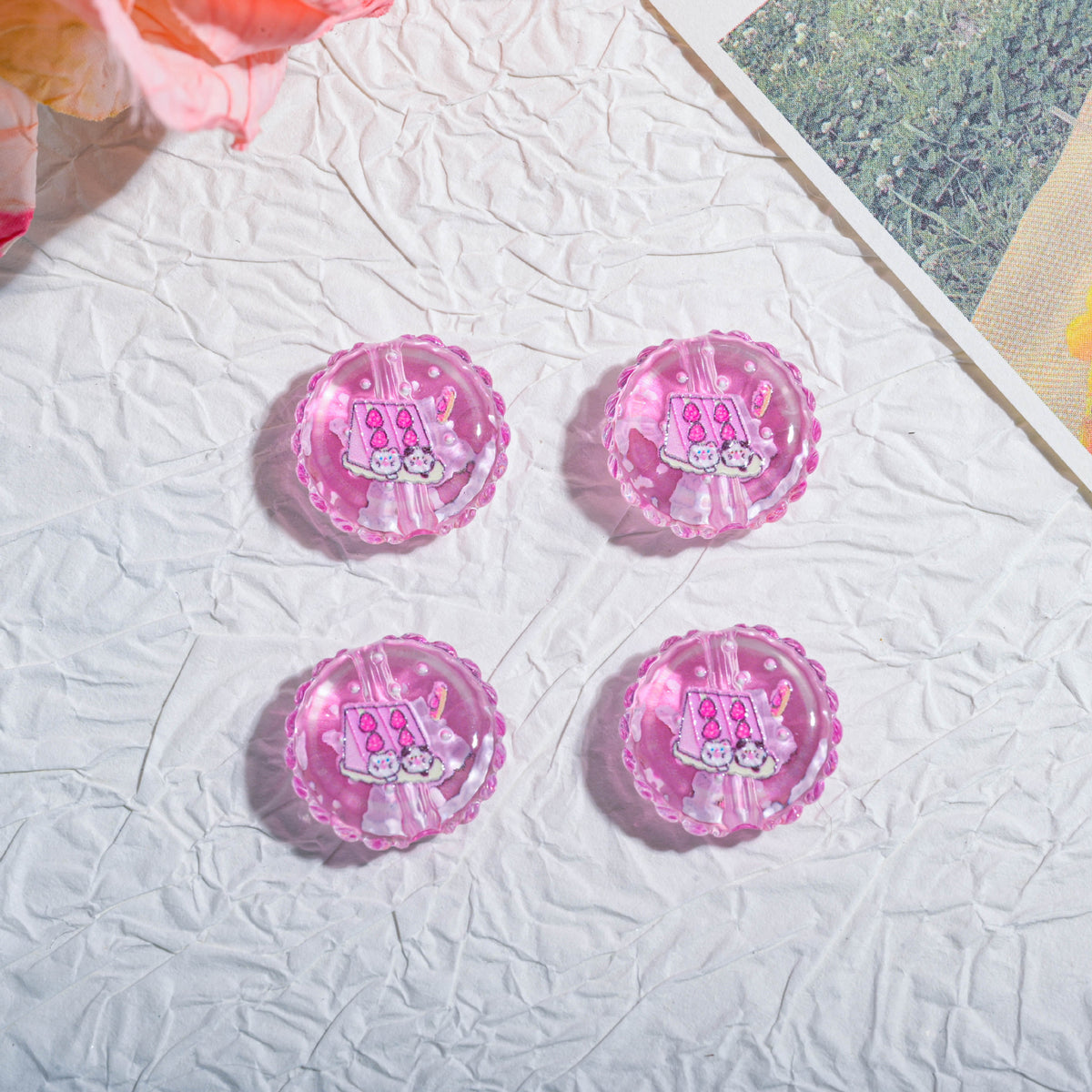 20mm Round Dopamine Color Cookie Style Acrylic Beads 20pcs 2