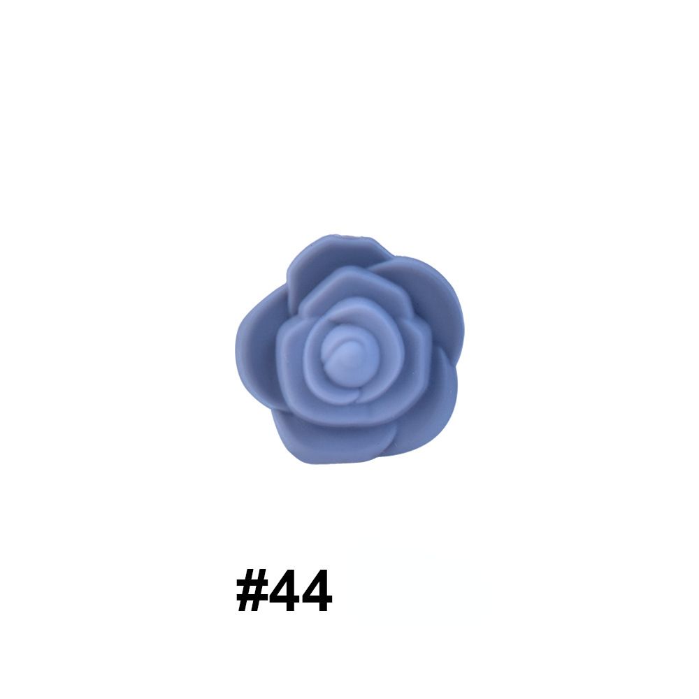 Double-Sided Flower Silicone Beads Multi Color Solid 50pcs 23