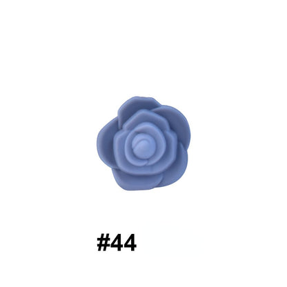 Double-Sided Flower Silicone Beads Multi Color Solid 50pcs 23