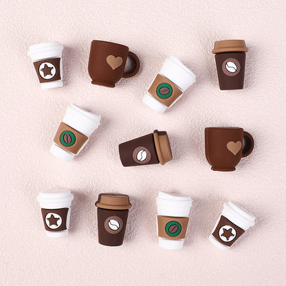 Silicone 3D Focal Beads Coffee Cup Five Pointed Star Heart Mug 20pcs 2