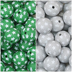 Star Pattern 15mm Printed Silicone Beads 50pcs