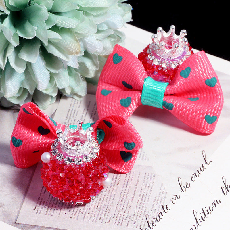 Fancy Heart Bow Acrylic Beads with Rhinestones 23mm 3pcs 2