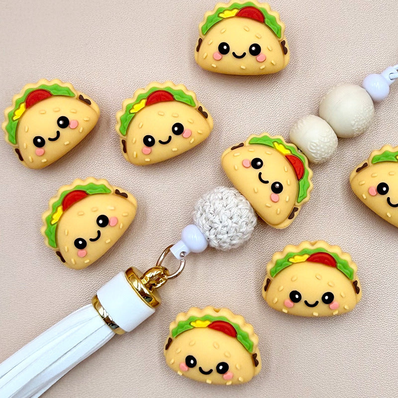 Silicone 3D Taco Focal Beads Camel Color 20pcs