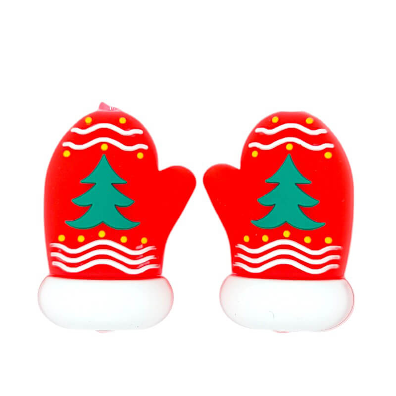 Silicone 3D Focal Beads Christmas Tree Gloves Red Mitten Design