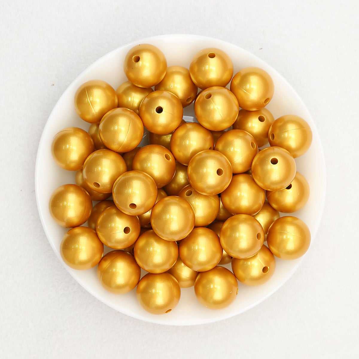 15mm Metallic Silicone Round Beads 50pcs - Ingot Gold
