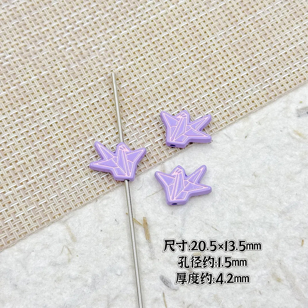 Folded Paper Crane Metal Beads 20mm Spray Painted Colorful Alloy 18