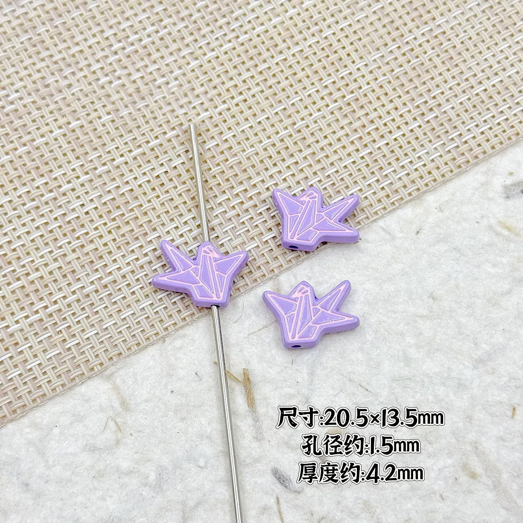 Folded Paper Crane Metal Beads 20mm Spray Painted Colorful Alloy 18