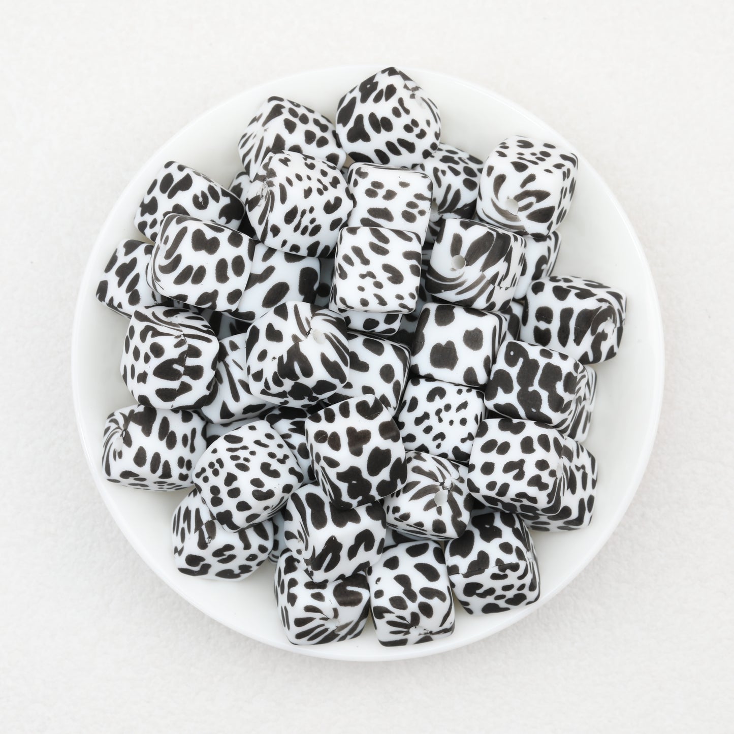 13.5mm Square Leopard Print Silicone Beads 50pcs 6