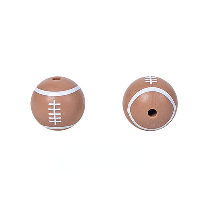 15mm Silicone Beads Sports Ball Printed Soccer Football Volleyball 10pcs 14