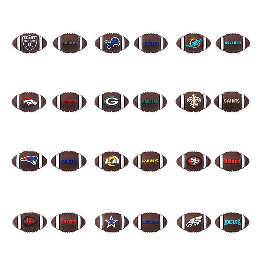 Silicone 3D Focal Beads NFL Football Team Logo Textured Football Shape