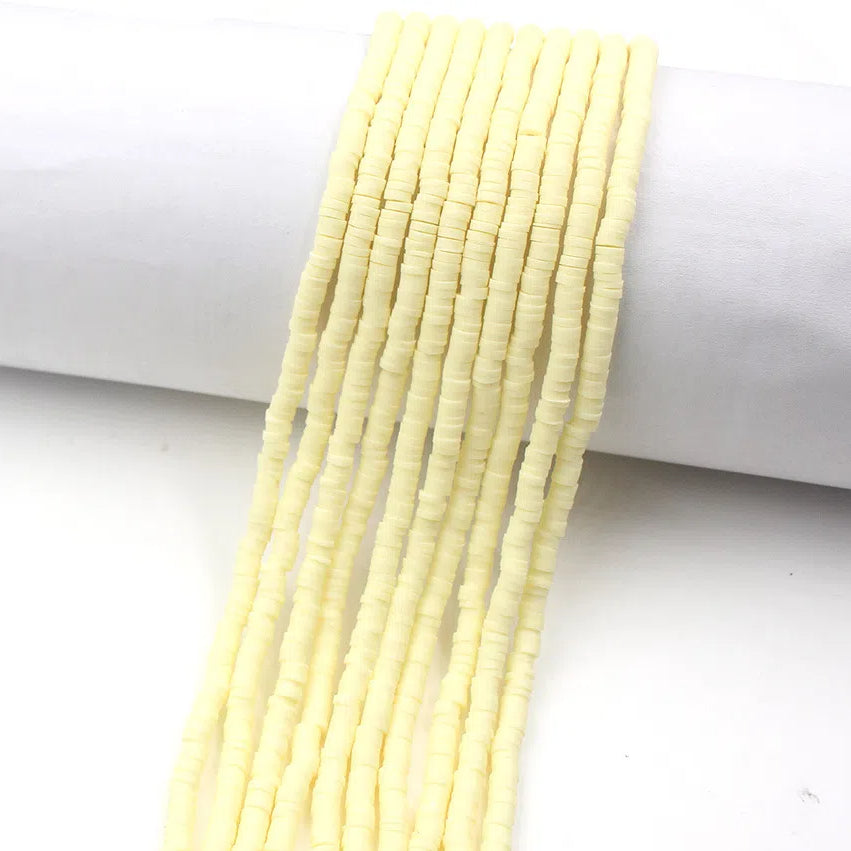 Flat Clay Beads 4mm Solid Color Polymer Disc 10strands 6
