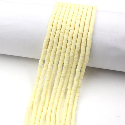 Flat Clay Beads 4mm Solid Color Polymer Disc 10strands 6