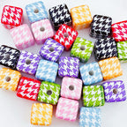 Houndstooth Square Acrylic Beads 16mm Colorful Pattern 10pcs 4