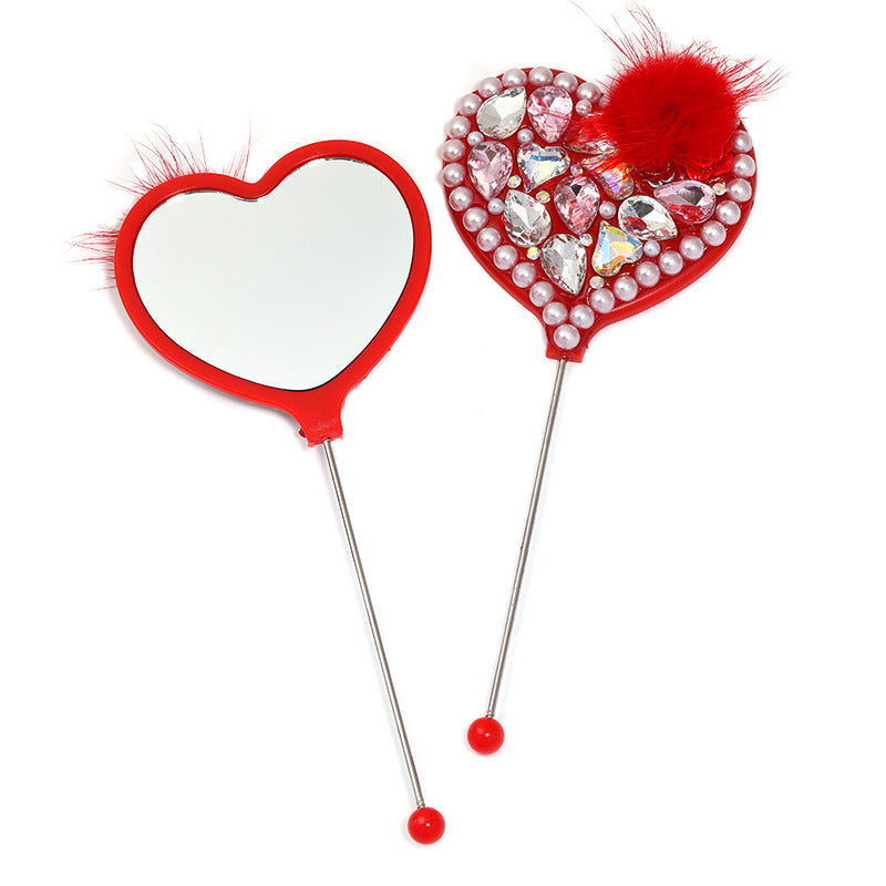 Beadable Heart Shape Handheld Makeup Mirror 30