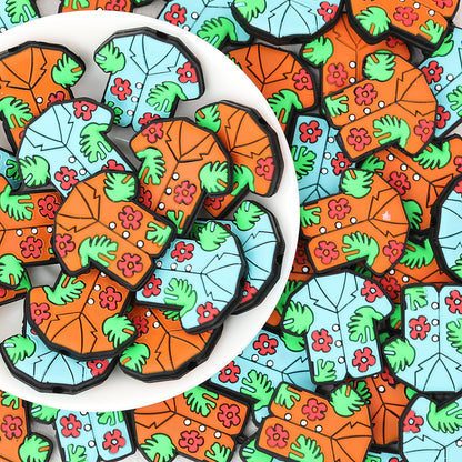 Summer Floral Pattern Shirt Silicone Focal Beads 20 pcs