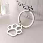 Stainless Steel Hollow Paw Dog Keychain Silver Tone 5