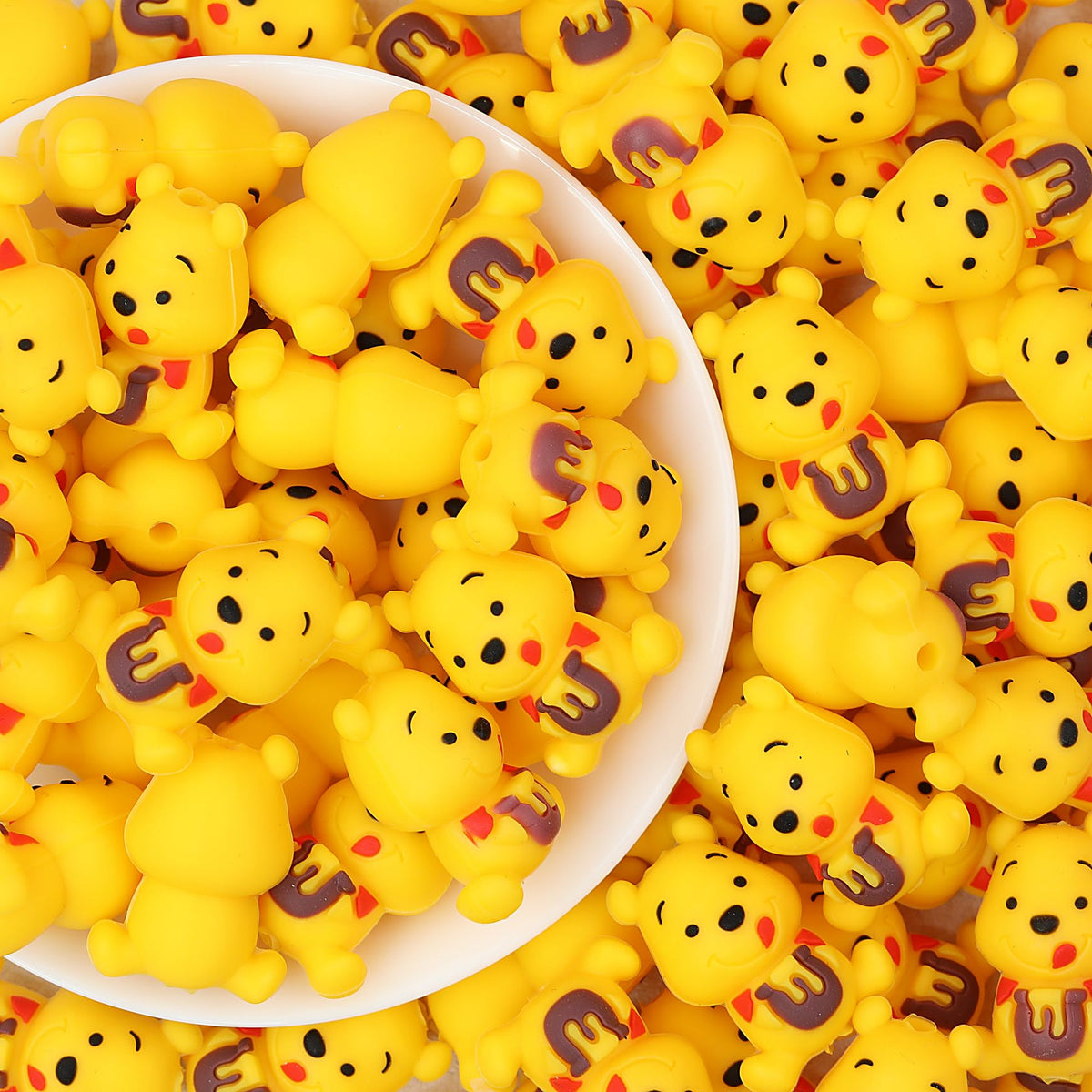 Silicone 3D Focal Beads Honey Winnie the Pooh Cheerful Bear Honey Pot