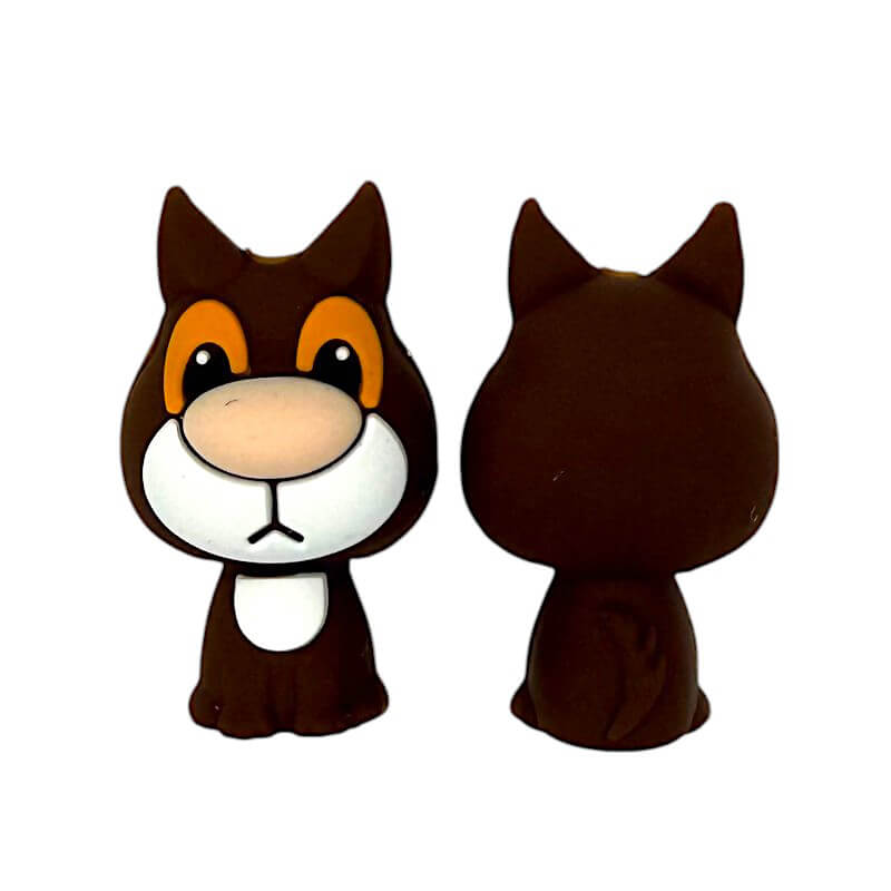Silicone 3D Focal Beads Brown Puppy Big Amber Eyes 20pcs