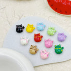 Fortune Cat Metal Beads 13mm Painted Glossy Lucky Colors 4