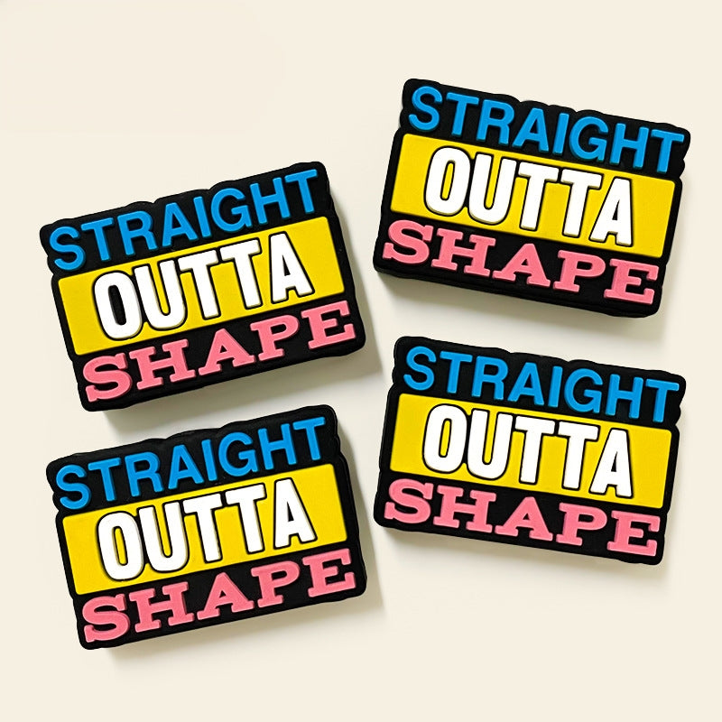 Silicone Focal Beads Straight Outta Shape Bold Text Colorful 20pcs