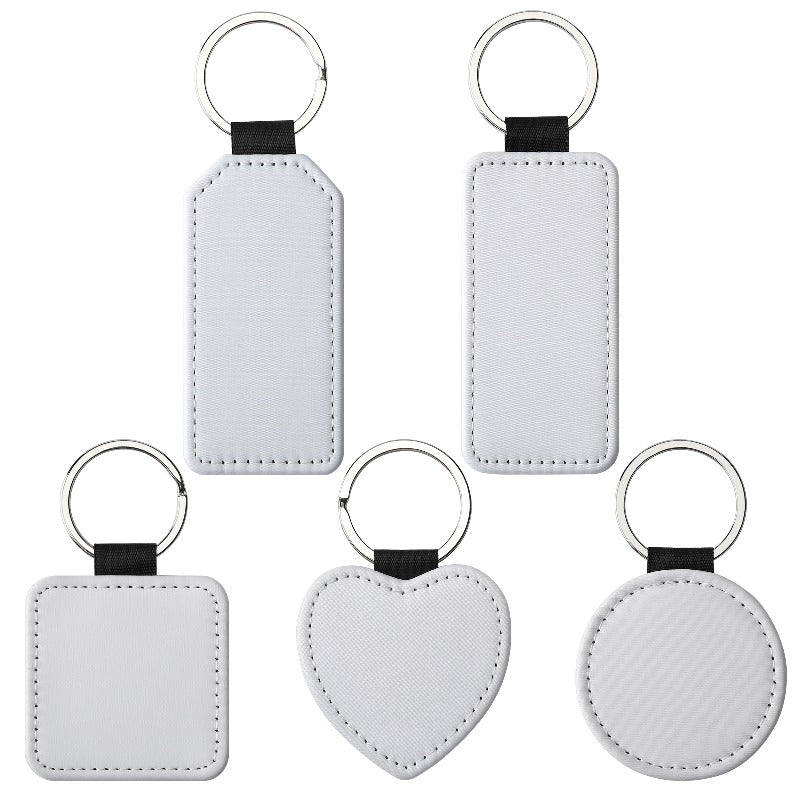Sublimation Blank Keychain White Metal Ring Multiple Shapes