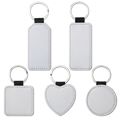 Sublimation Blank Keychain White Metal Ring Multiple Shapes