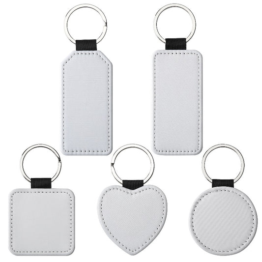 Sublimation Blank Keychain White Metal Ring Multiple Shapes