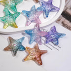 Transparent Gradient Starfish Acrylic Beads 35mm Colorful Textured 10pcs 3