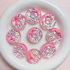 Hand Painted Donut Acrylic Beads 27x30mm Colorful Icing 5pcs 5