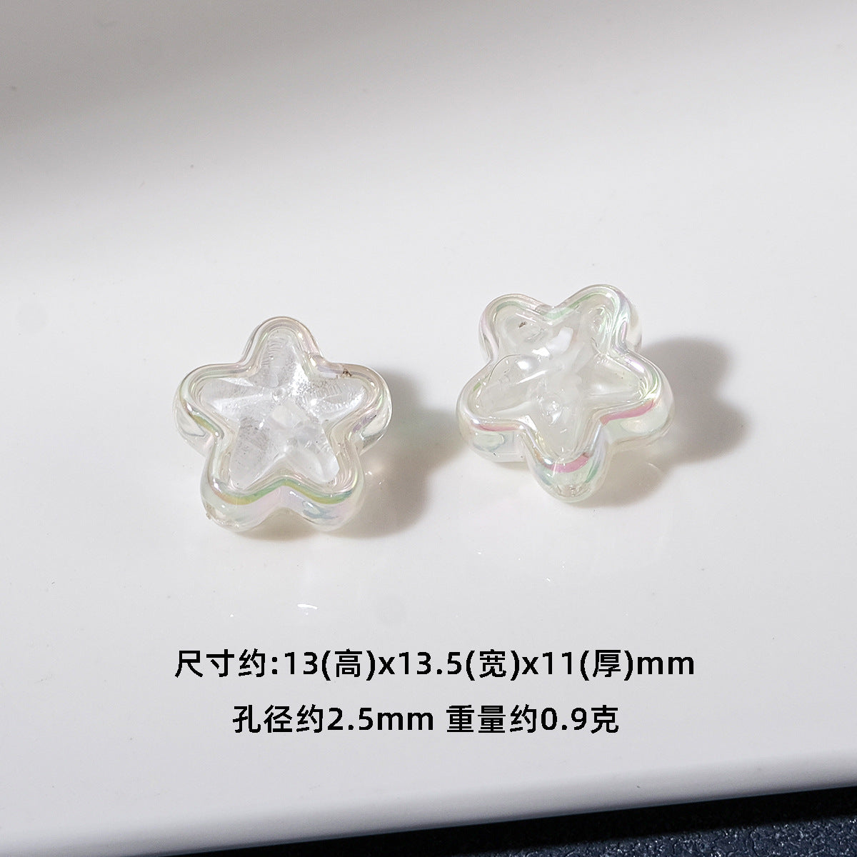 Transparent Iridescent Star Acrylic Beads 13mm 20pcs 6